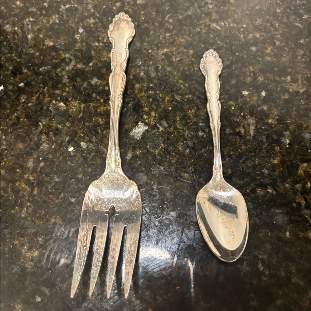 Silver plated fork and spoon